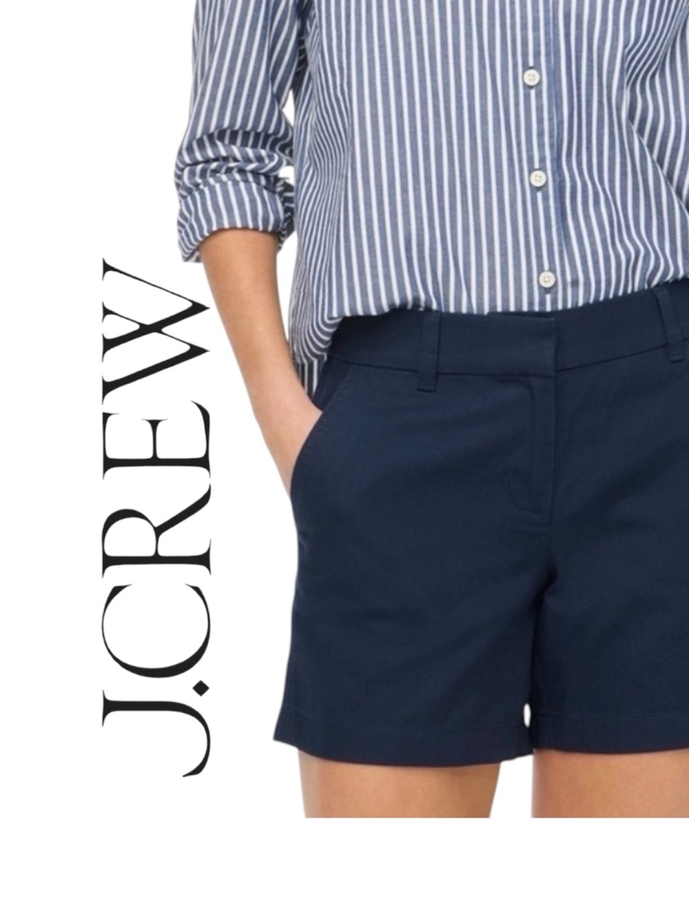 J. Crew Navy Blue Classic Chino 4” Shorts Cotton Timeless Preppy Minimalist